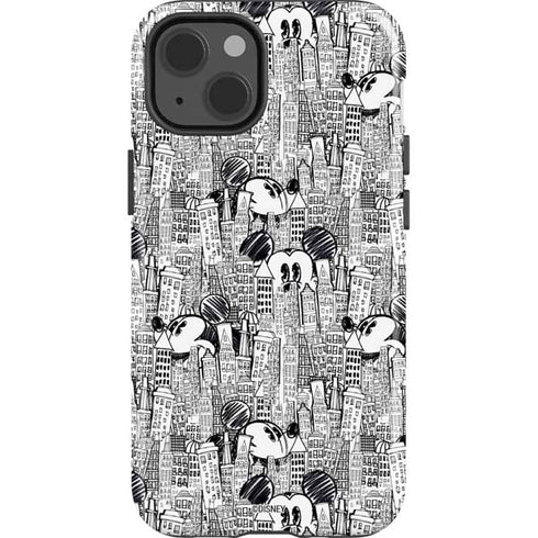 Disney Mickey Mouse Cityscape Sketch iPhone 15 Impact Case
